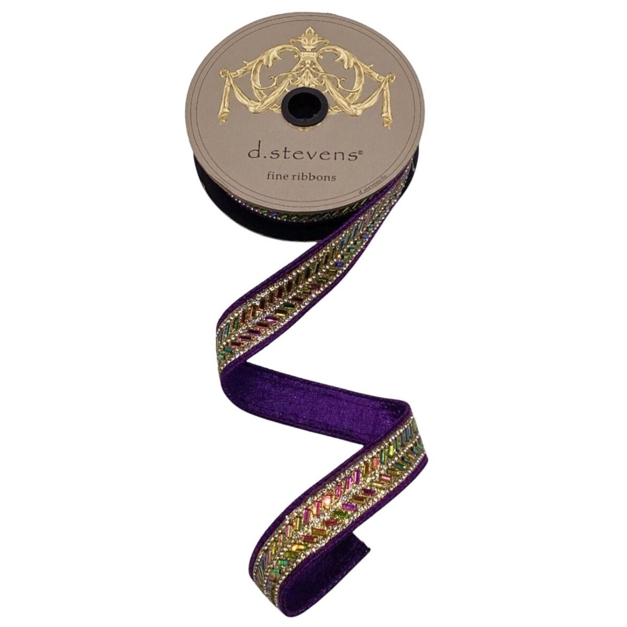 1" Metallic Dupion Herringbone Jewel Ribbon: Purple (5 Yards)